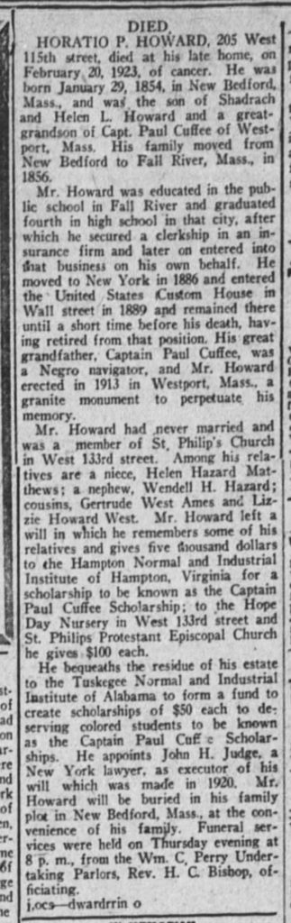 Obituary for Horatio P. Howard